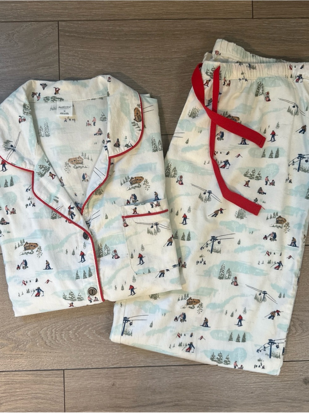 Hearth and Hand Magnolia Women's Size M Flannel 2pc Pajama Set Long Sleeve Ski